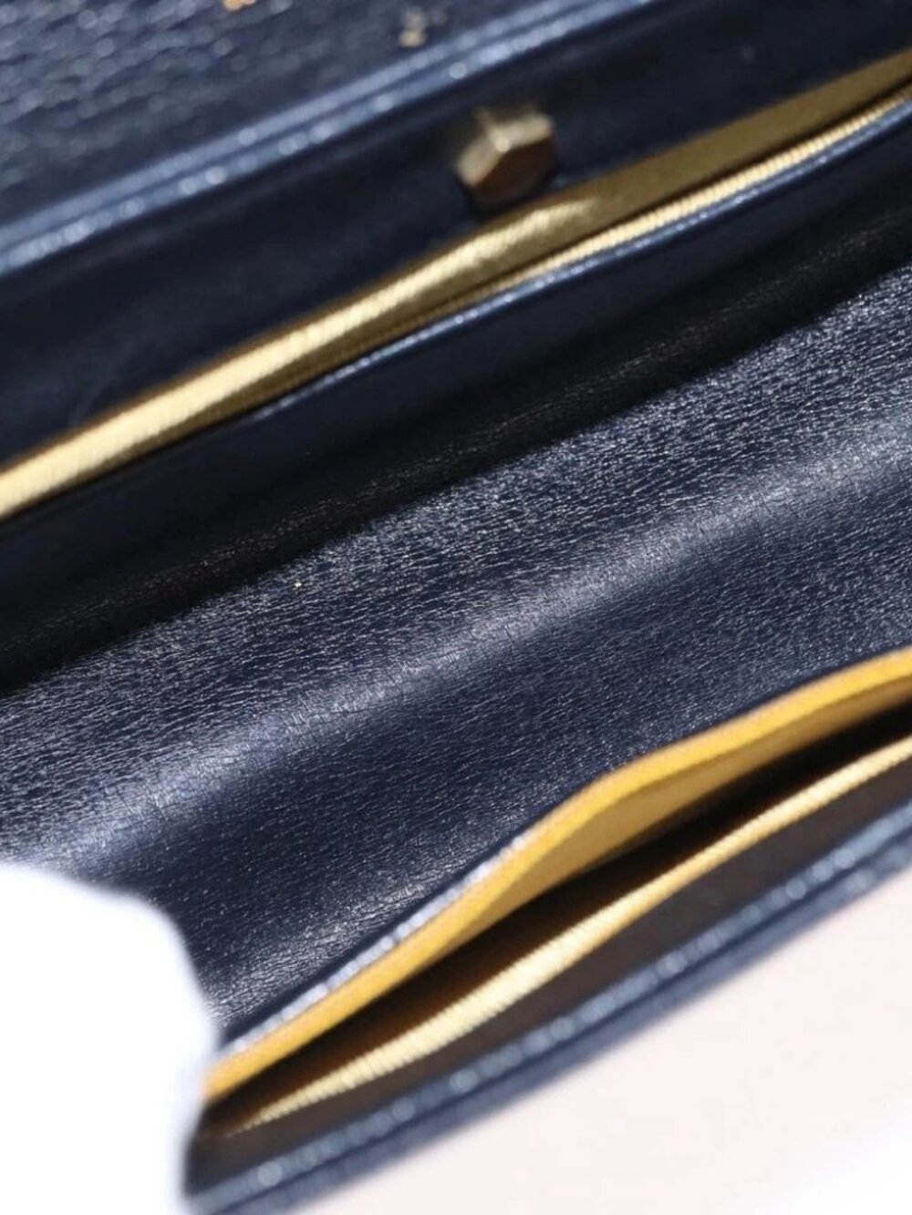 Christian Dior Shoulder Bag Leather Navy Gold Auth - Picture 14 of 16